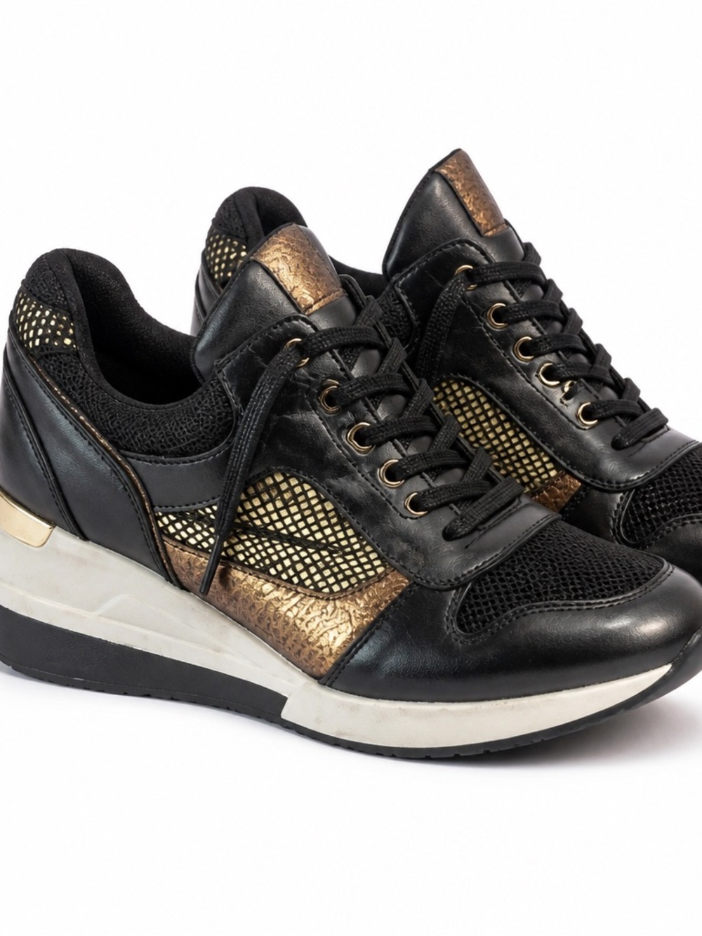 Trinity Black and Gold Women's Fashion Sneakers